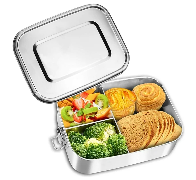 Bento Boîte à lunch en acier inoxydable repas frais trois compartiments