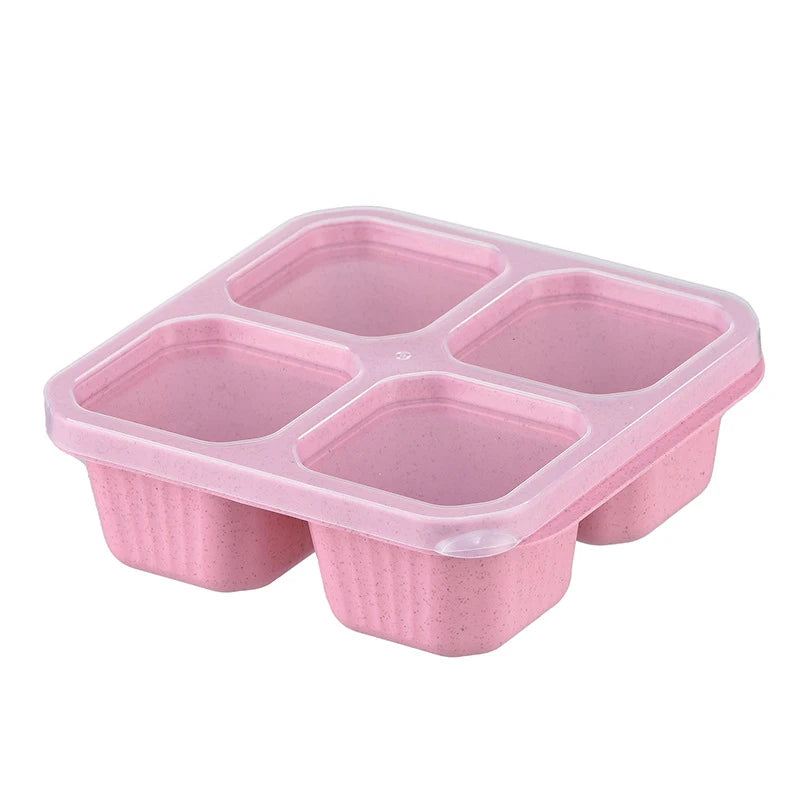 Boîte à goûter compartimentée EcoPaille rose