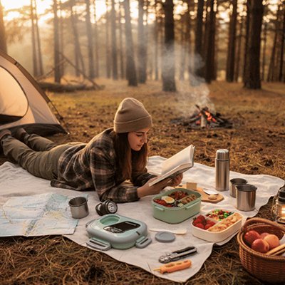 Boite a repas eco-compartimentee camping