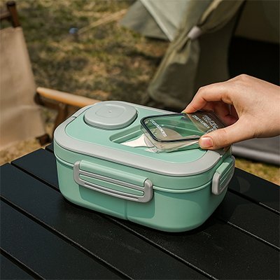 Boite a repas eco-compartimentee vert compartiments