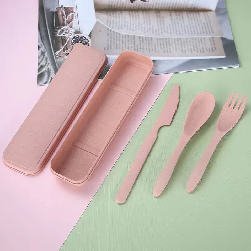 Couverts plastique en paille de ble biodegradables EcoChic rose