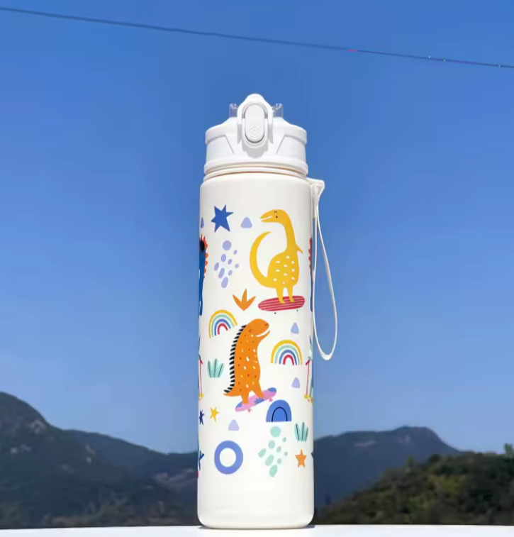 Gourde enfant sans BPA Étanche Anti-goutte blanc dino