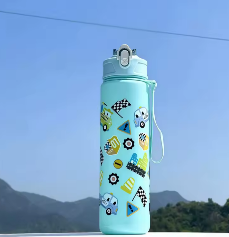 Gourde enfant sans BPA Étanche Anti-goutte  vert camion