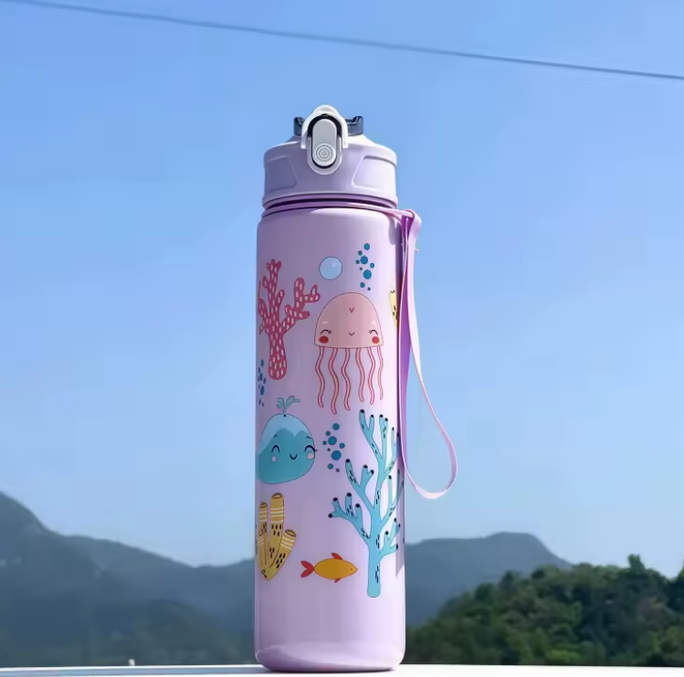 Gourde enfant sans BPA Étanche Anti-goutte violet ocean