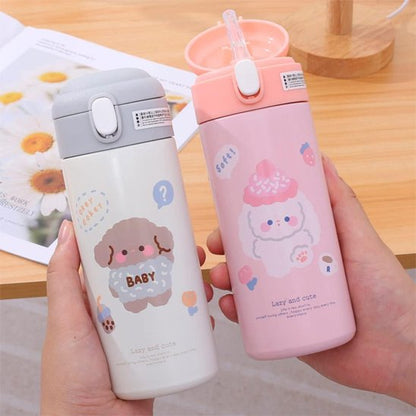 Gourde isotherme enfant Premium gris et rose