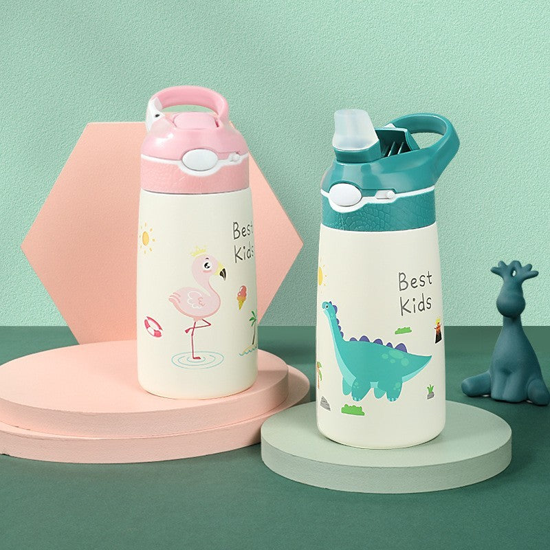 Gourde enfant Anti-fuite dino et flamand rose