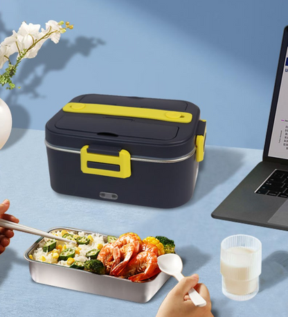 Lunch Box Chauffante Bleu et jaune au bureau
