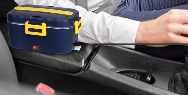Lunch Box Chauffante Bleu et jaune pour la voiture