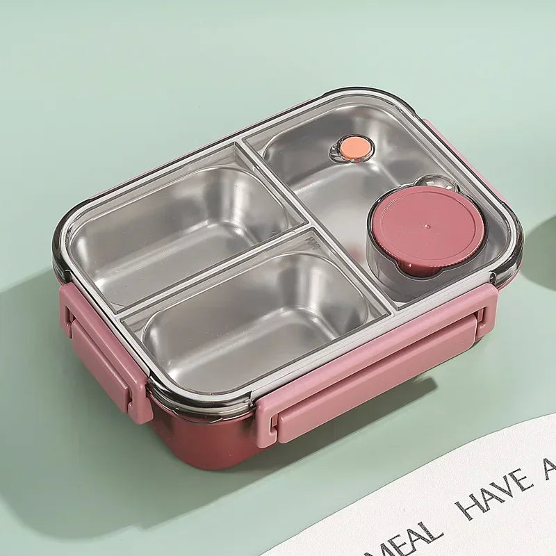 Lunch box Anti-fuite Compartimentee rose 3 compartiments