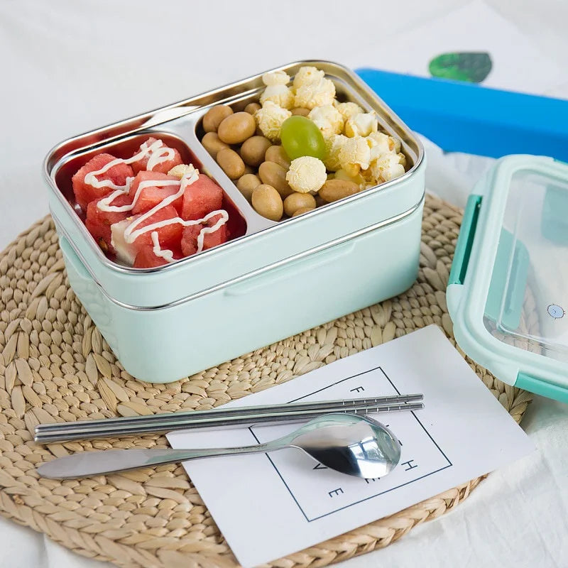 lunch box enfant Inox Multicompartiment variant bleu etages