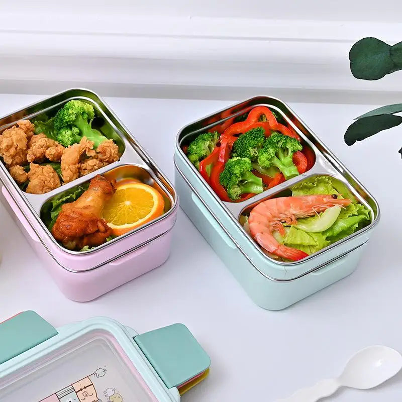 lunch box enfant Inox Multicompartiment vert rose 